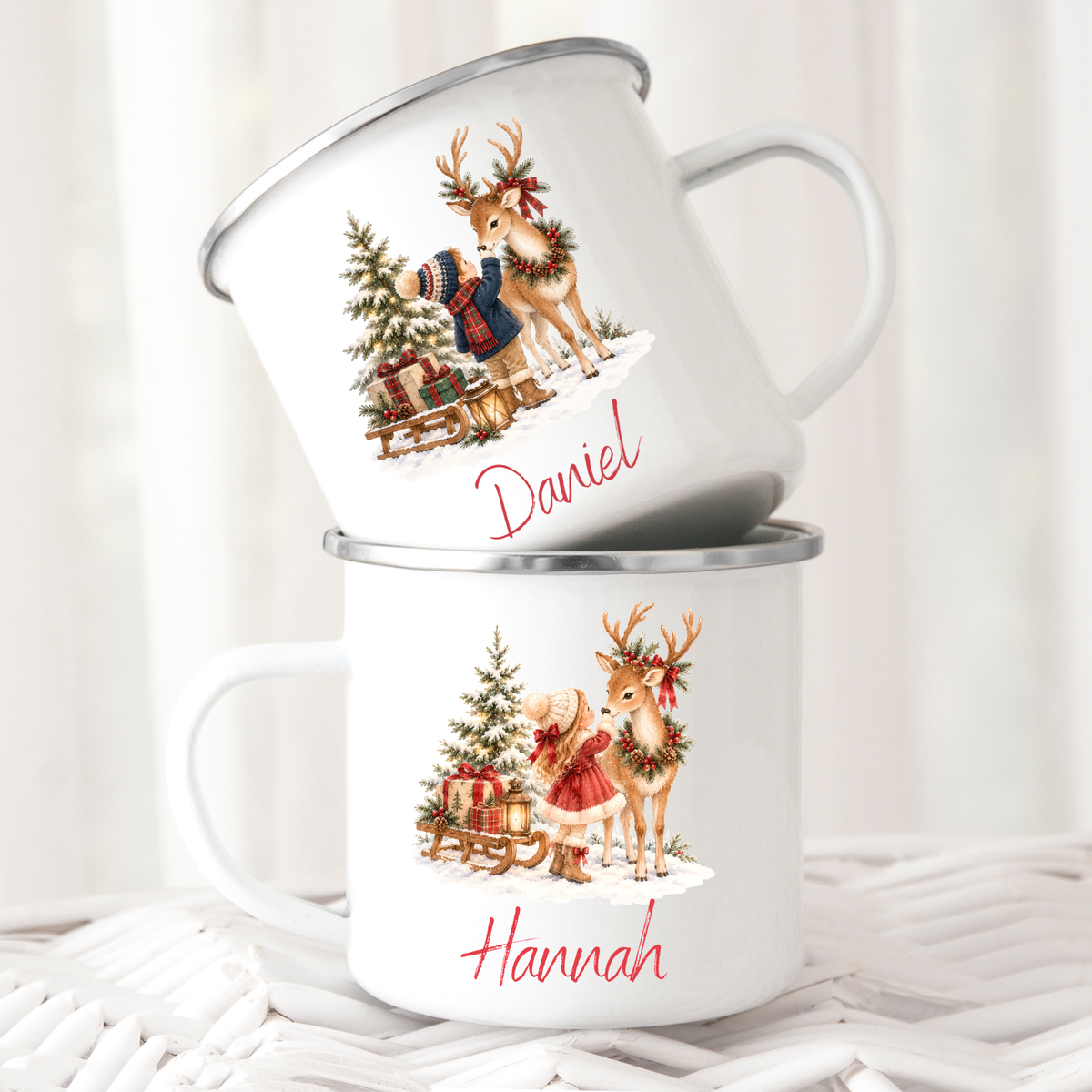Personalised Christmas 11oz enamel mug