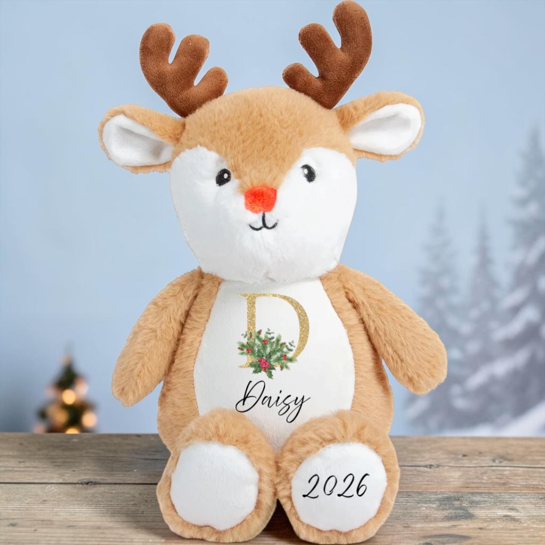 Personalised Christmas reindeer plush