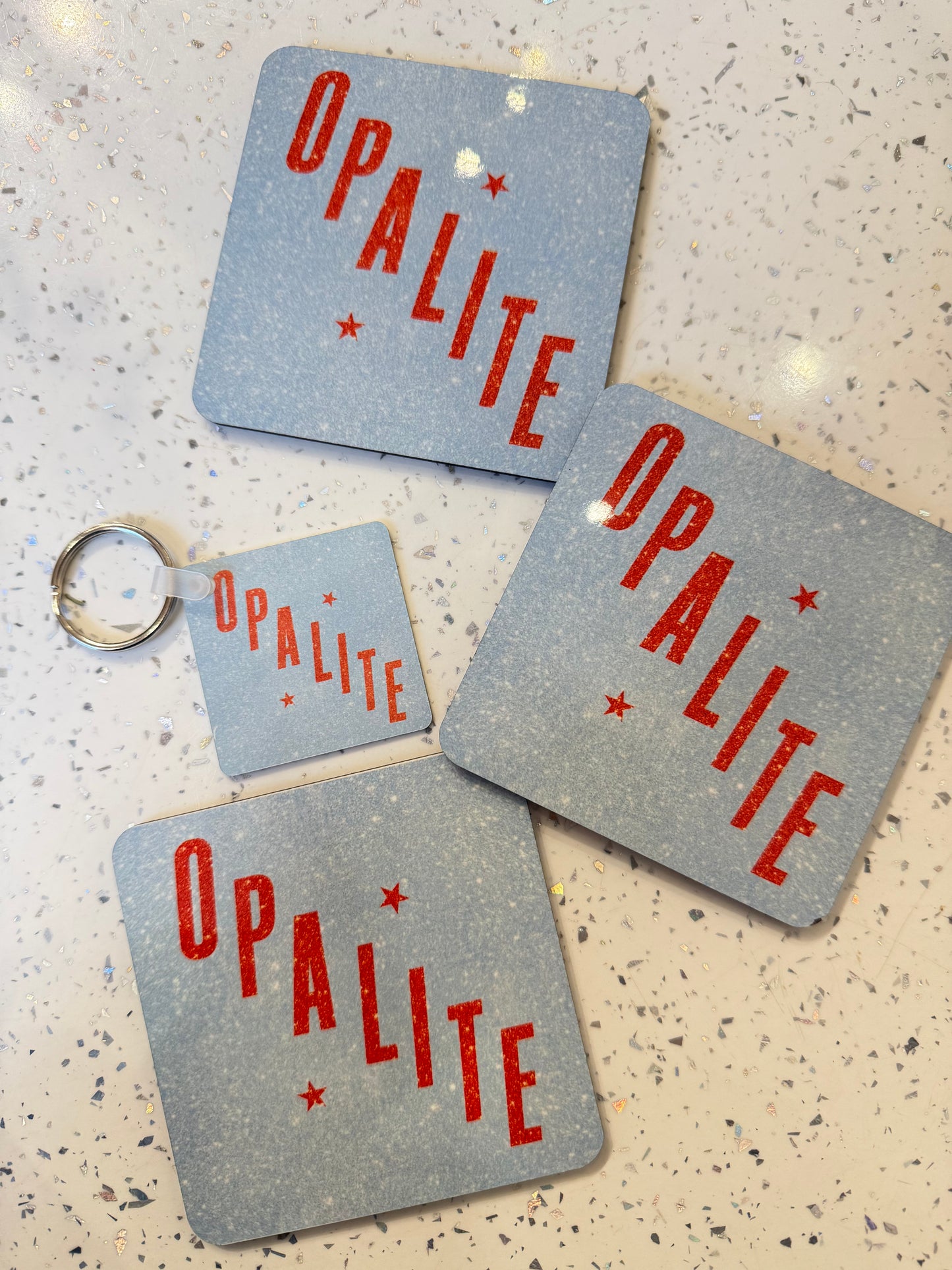 Opalite aluminium light blue Swiftie keyring