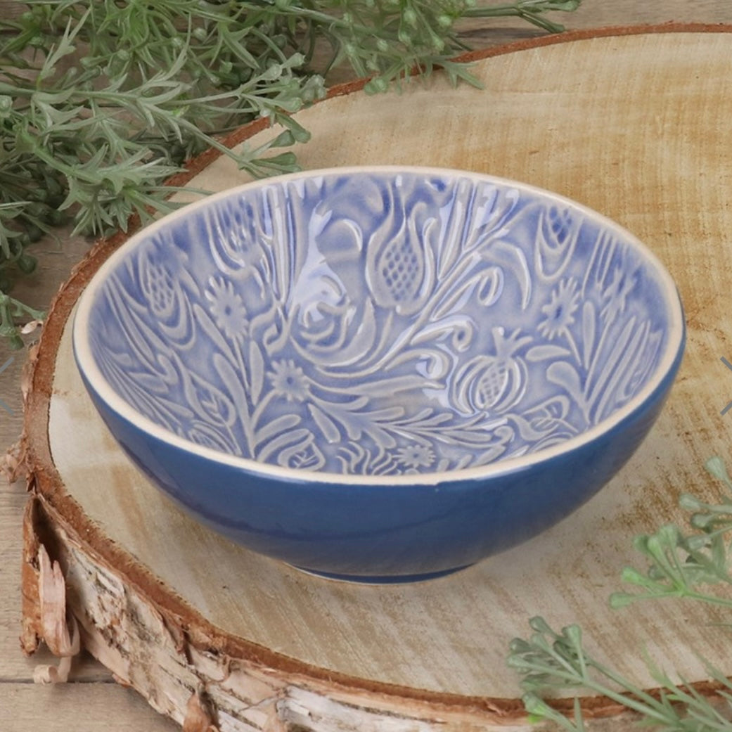 Stoneware Bowl - Blue Country Flowers