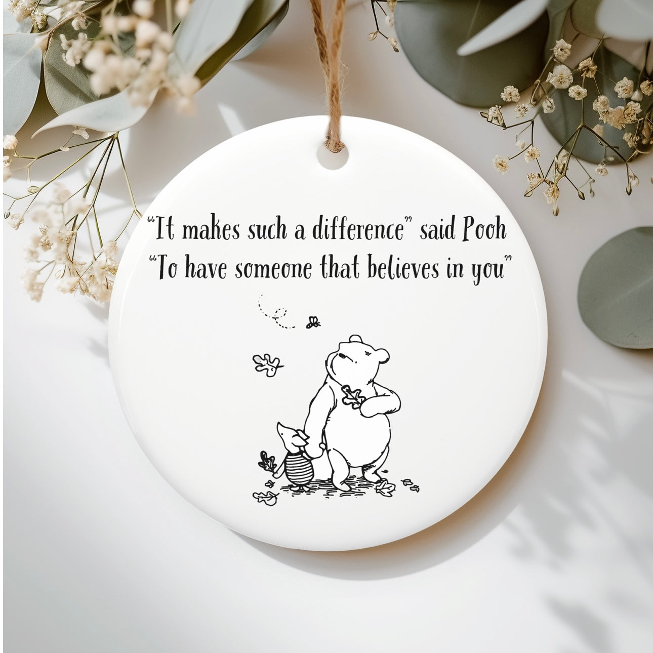 Believe in you ceramic figurine | Monogram Pooh | Personalised gift