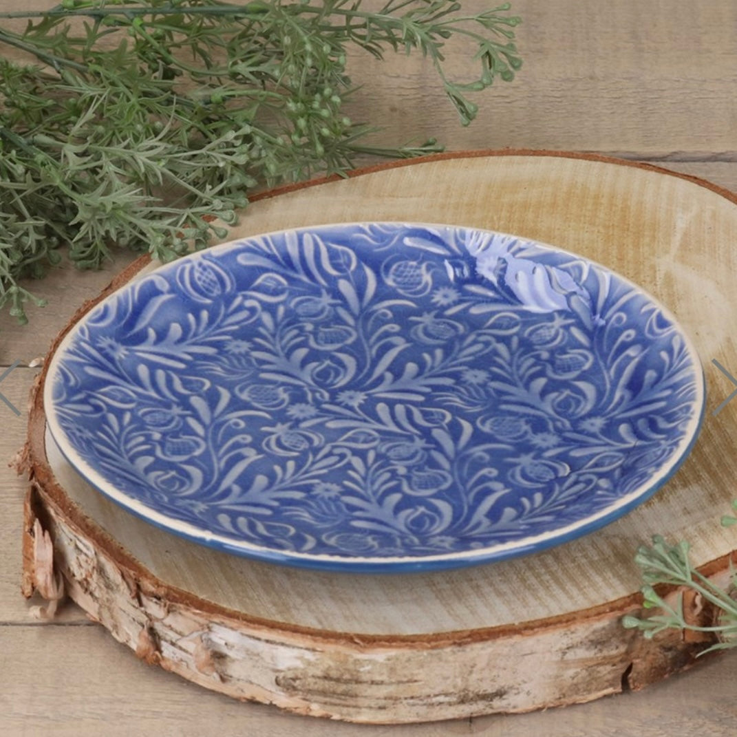 Stoneware Plate - Blue Country Flowers