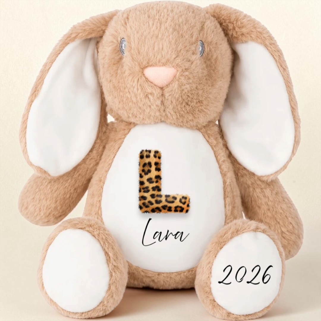 Personalised beige plush bunny