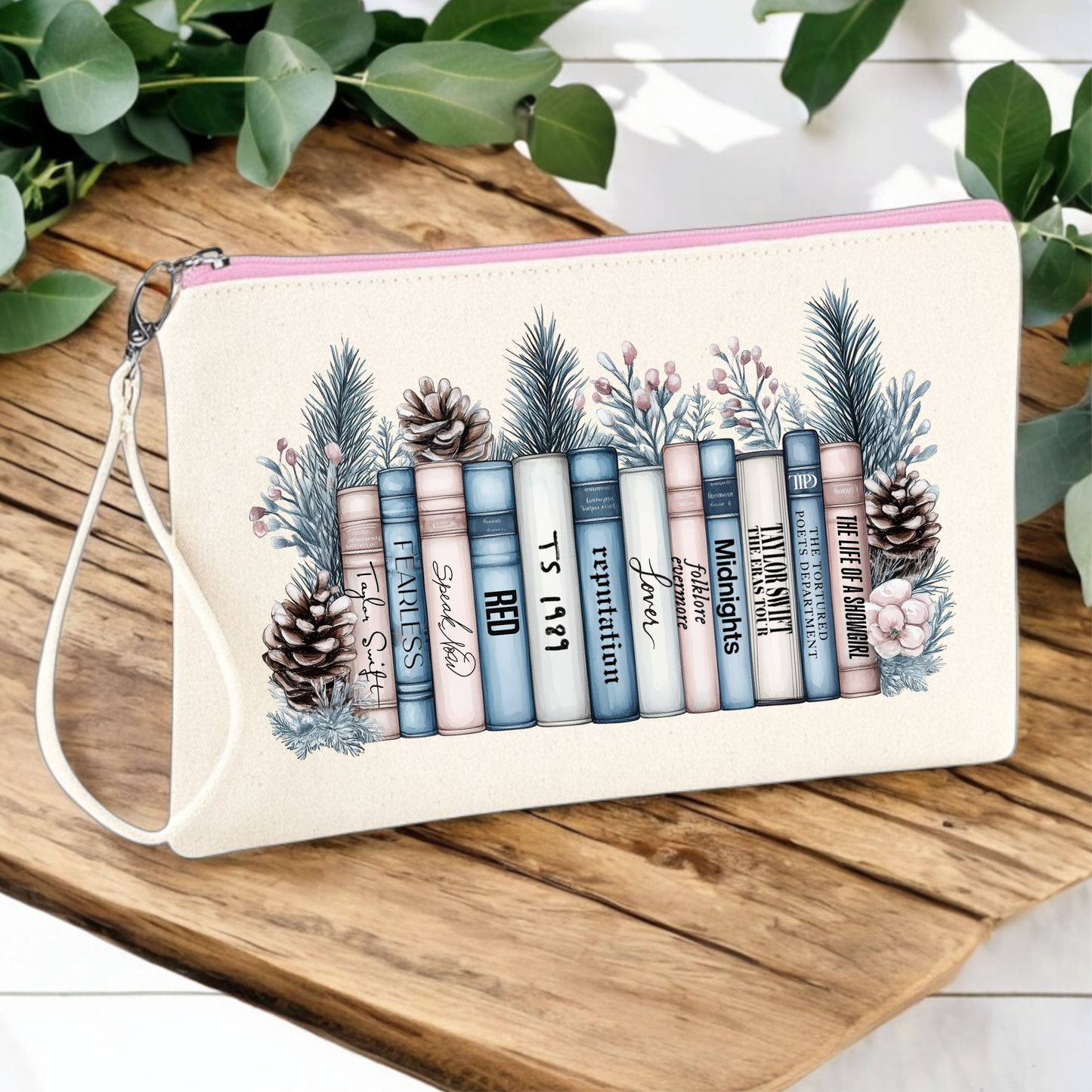 Winter album bookshelf cosmetic bag/ pouch