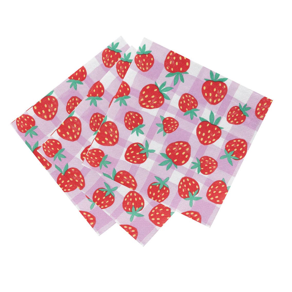 Strawberry Gingham Paper Napkins | 20 Pack | Summer Party |