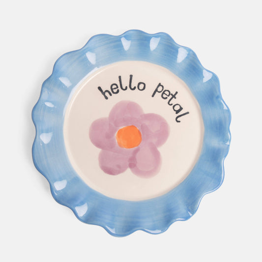 Light Blue Daisy Ceramic Plate