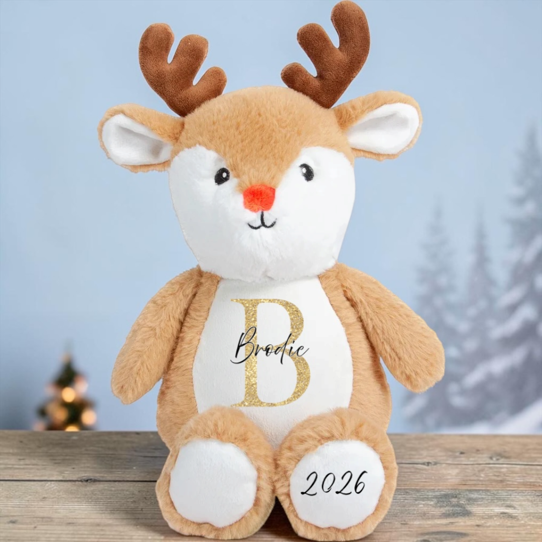 Personalised Christmas reindeer plush