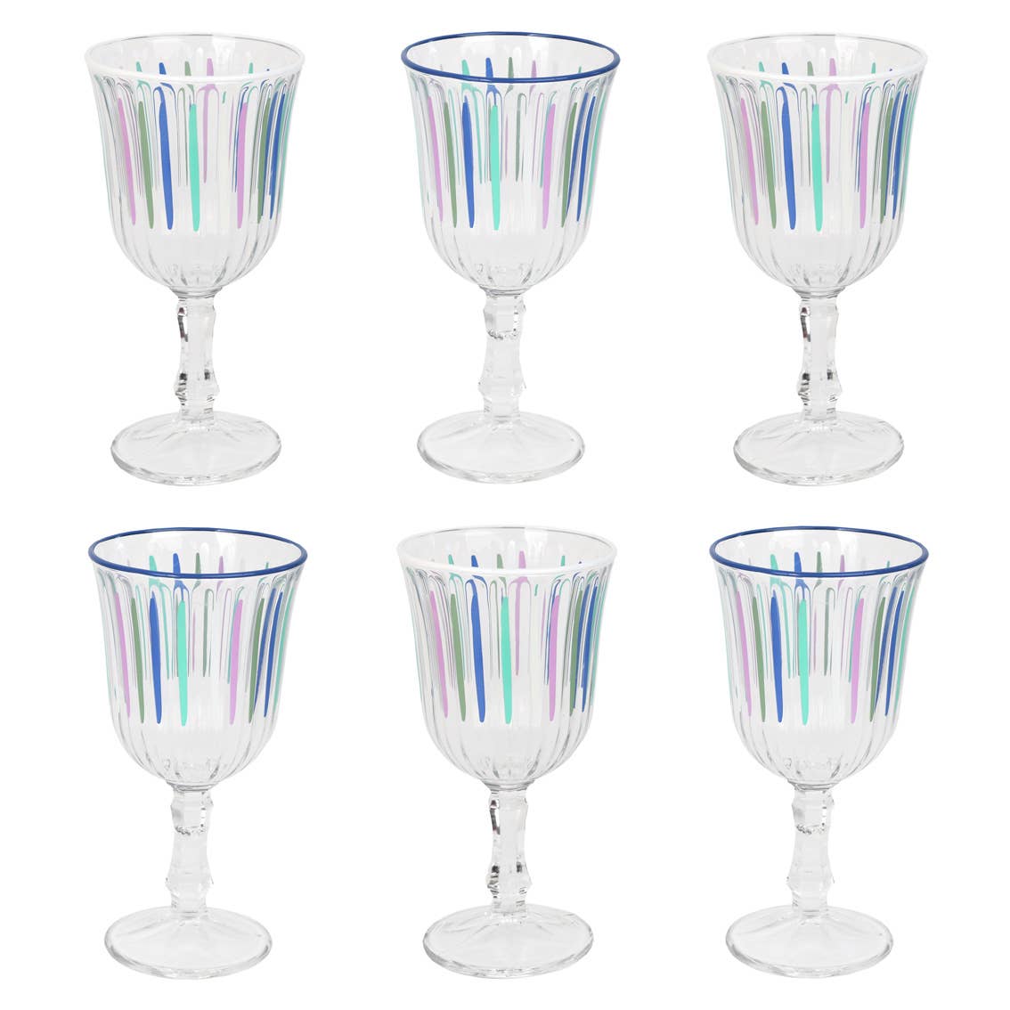Blue & White Striped Wine Glasses | Spring | Summer |