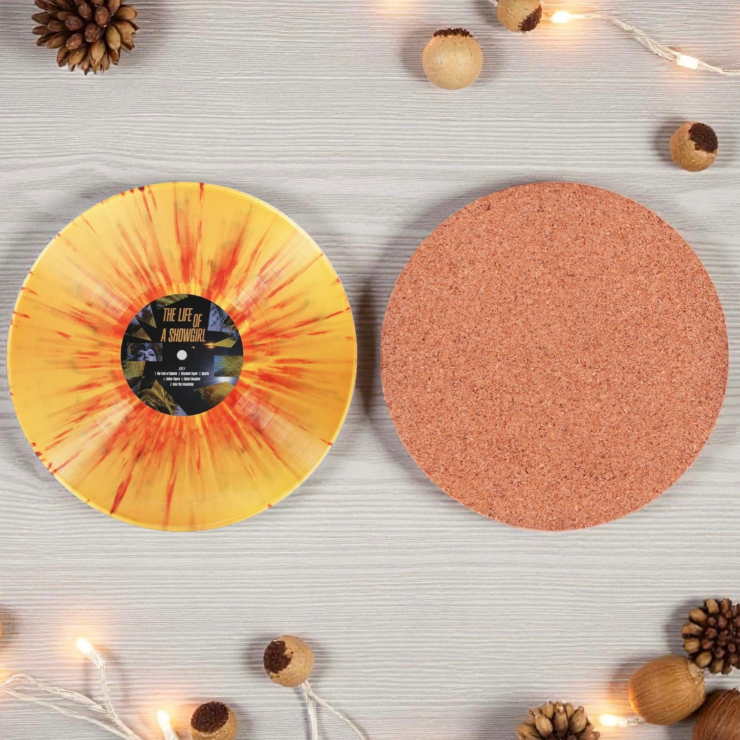 Showgirl Vinyl record round cork coaster | 7 variants