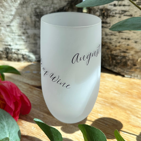 August slipped away frosted stemless glass