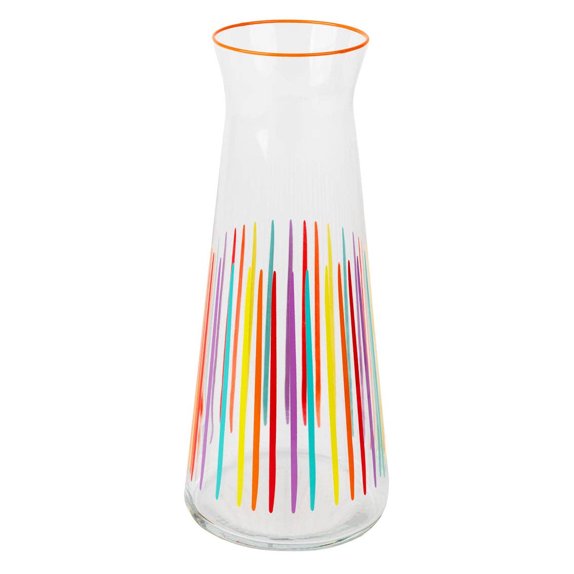 Bright Striped Multi-Coloured Glass Carafe | 25cm | Summer |