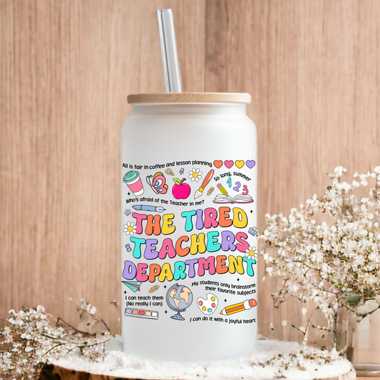 Tortured teachers department frosted glass tumbler 550ml