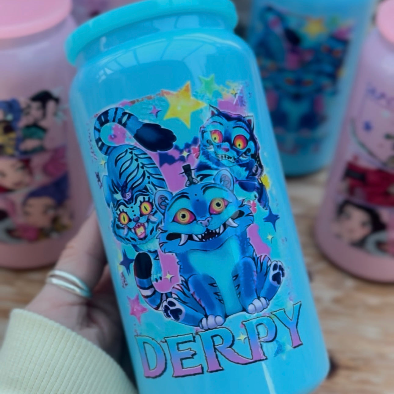 K Pop Demøn Hunters Derpy blue stainless steel tumbler 550ml