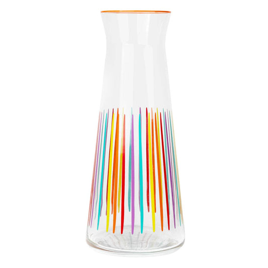 Bright Striped Multi-Coloured Glass Carafe | 25cm | Summer |