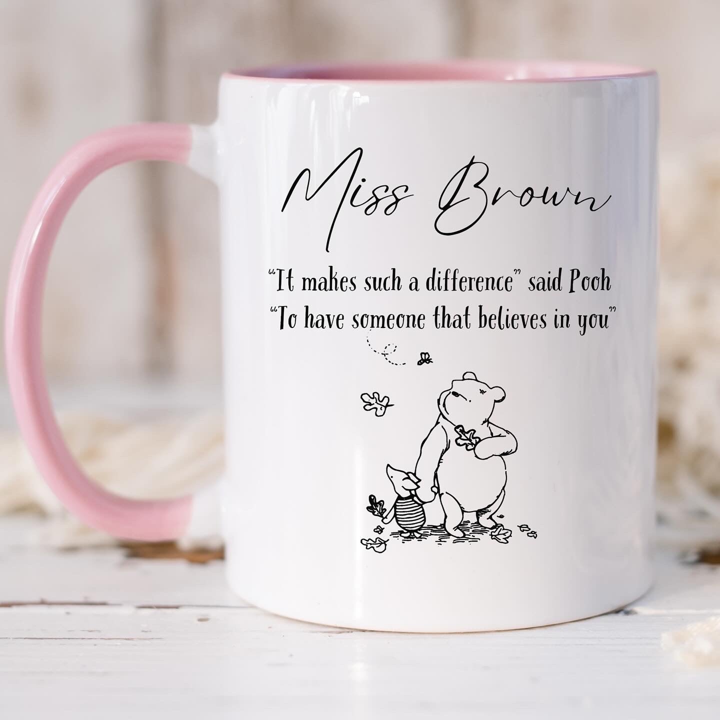 Teacher appreciation classic pooh quote mug | Personalised Teacher leaving gift