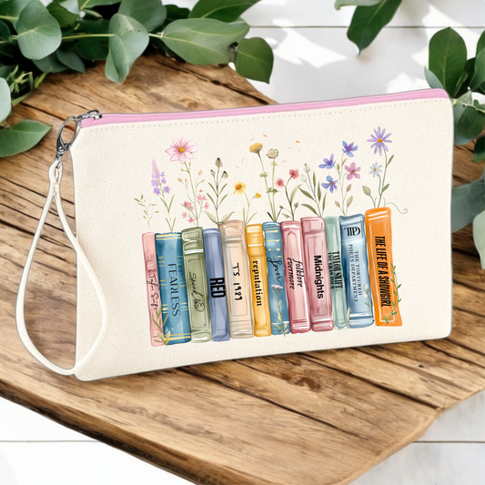 Wildflower albums as books cosmetic bag/ pouch