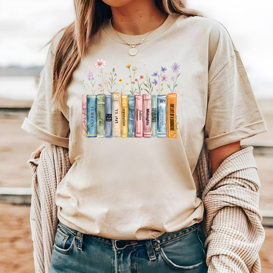 Album Bookshelf wildflower books T-shirt