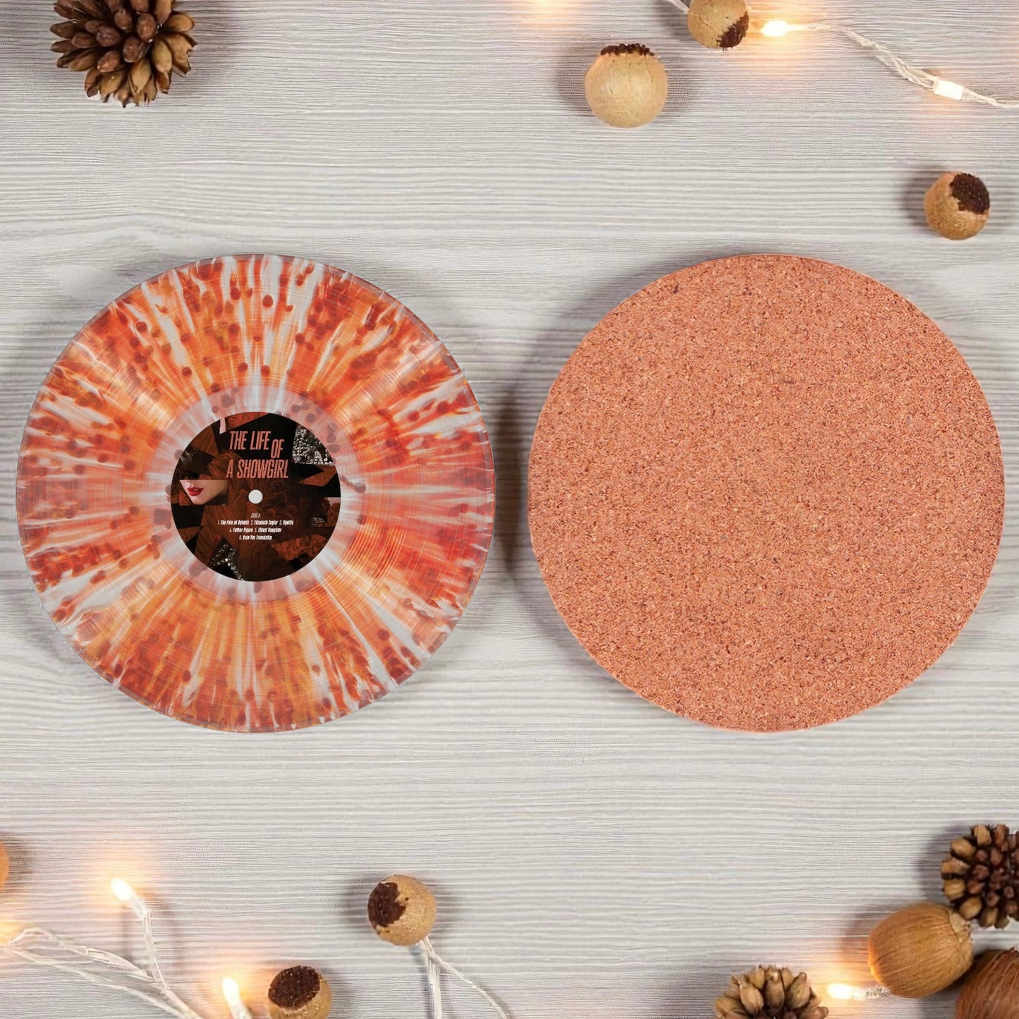 Showgirl Vinyl record round cork coaster | 7 variants