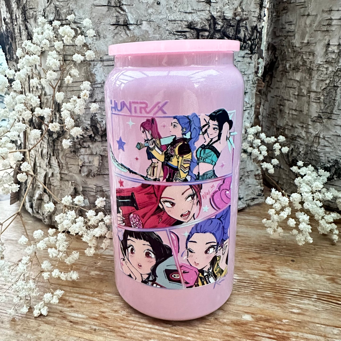 K Pop Demøn Hunters pink stainless steel tumbler 550ml