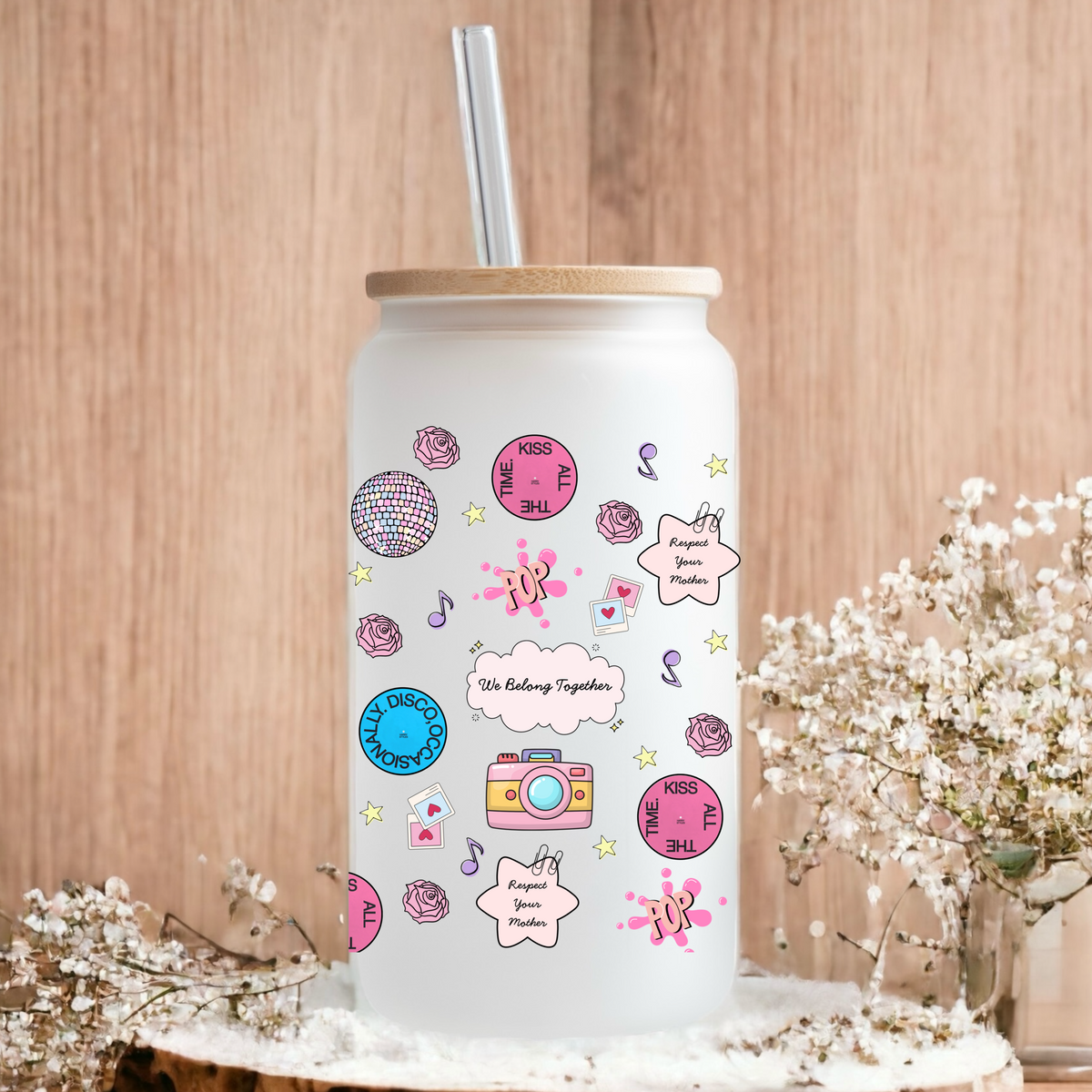 Harry styles icons frosted glass tumbler 550ml