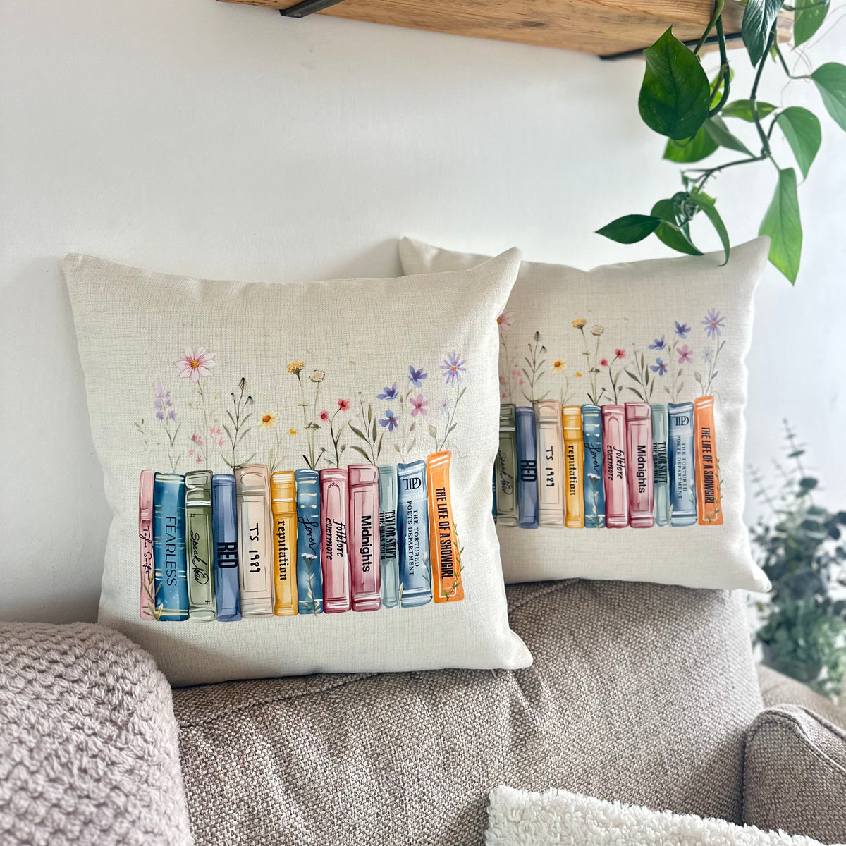 Wildflower albums as books throw pillow cushion