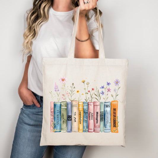 Albums as books wildflower tote bag