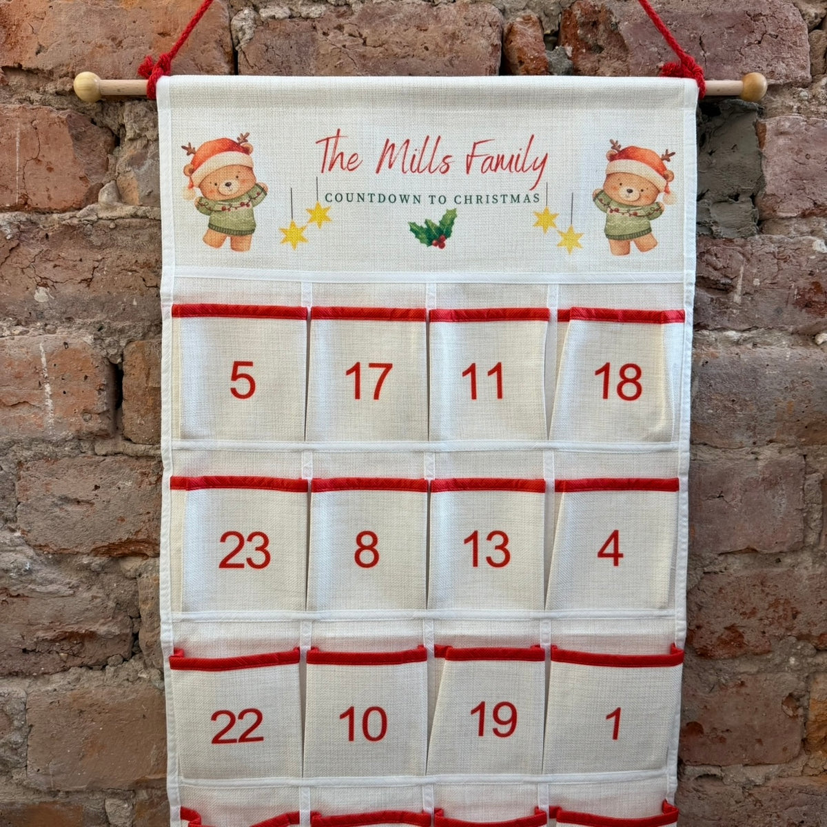 Personalised Linen style family advent calendar