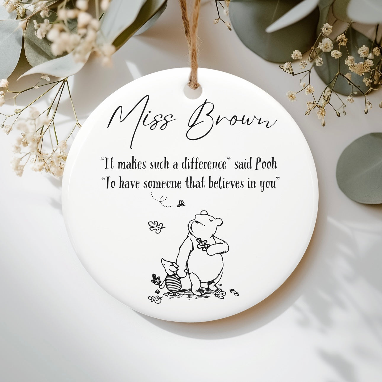 Believe in you ceramic figurine | Monogram Pooh | Personalised gift