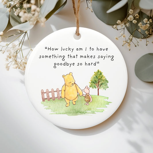 ‘How lucky am I’ ceramic hanging ornament leaving gift