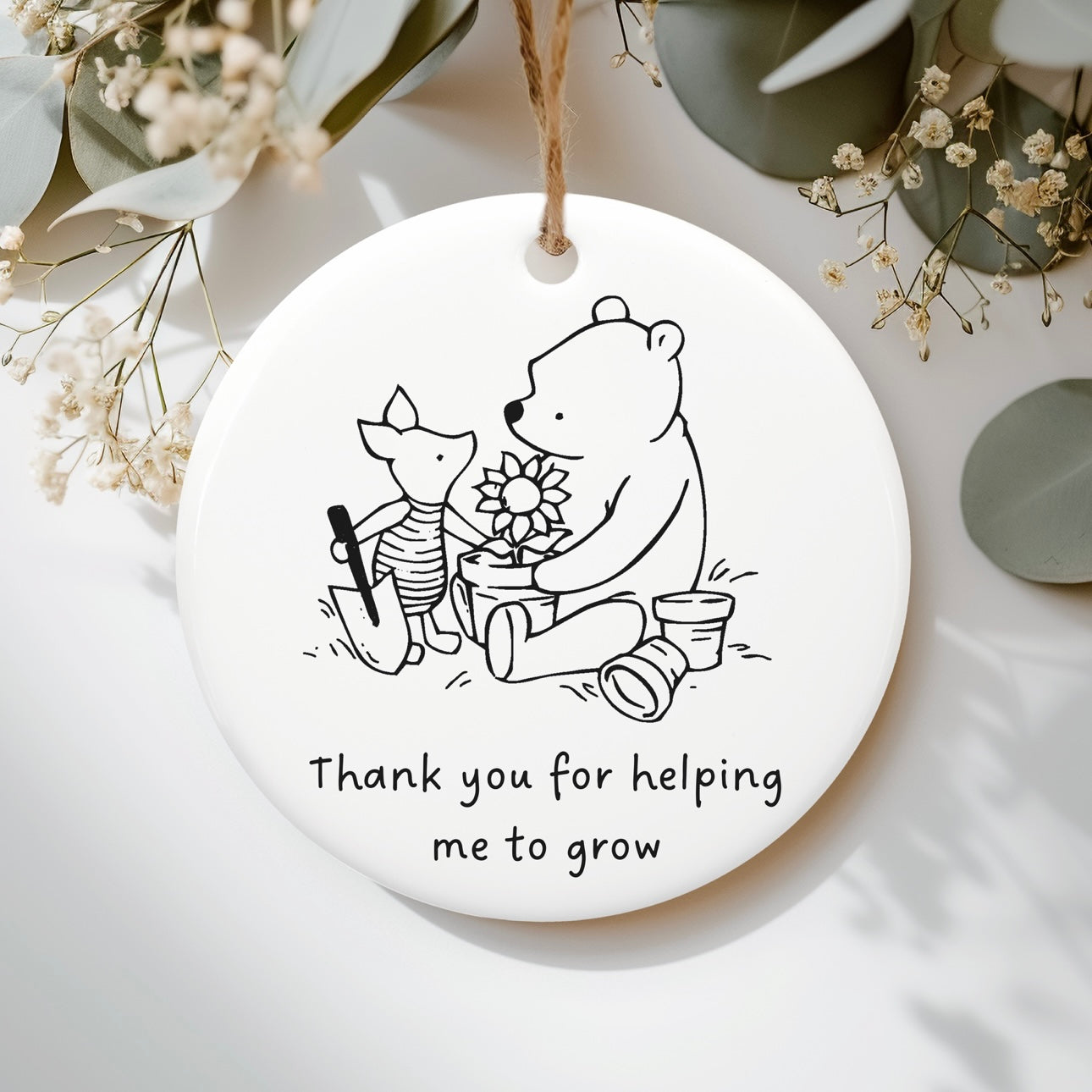 Thank you ceramic figurine | Monogram Pooh | Personalised gift