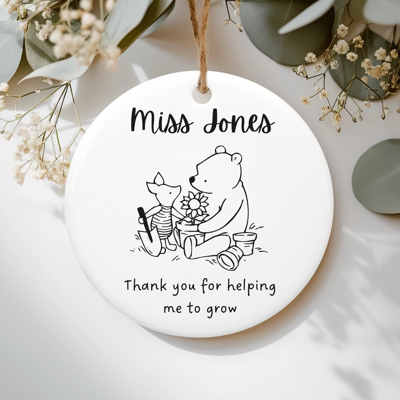 Thank you ceramic figurine | Monogram Pooh | Personalised gift