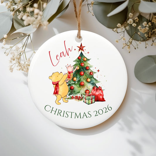 Classic Pooh Personalised Ceramic hanging ornament
