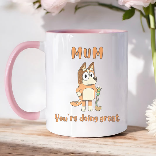Dog Mum pink handle mug