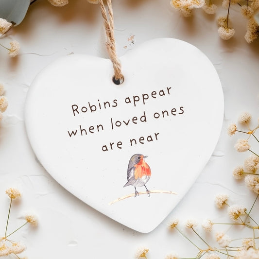 Robins appear when loved ones are near Ceramic hanging ornament