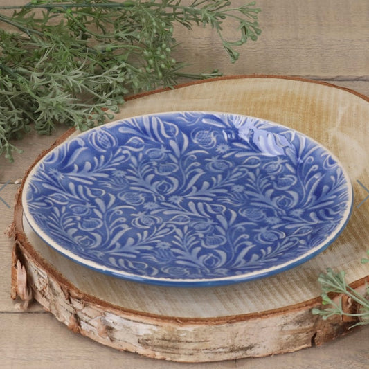 Stoneware Plate - Blue Country Flowers