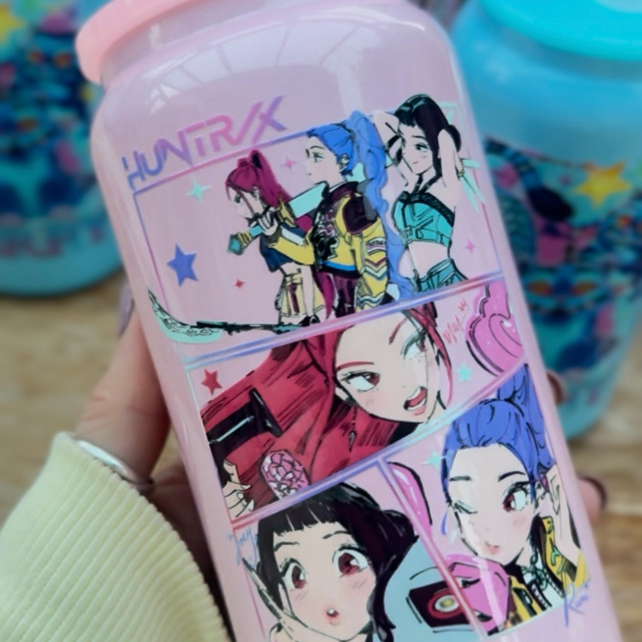 K Pop Demøn Hunters pink stainless steel tumbler 550ml