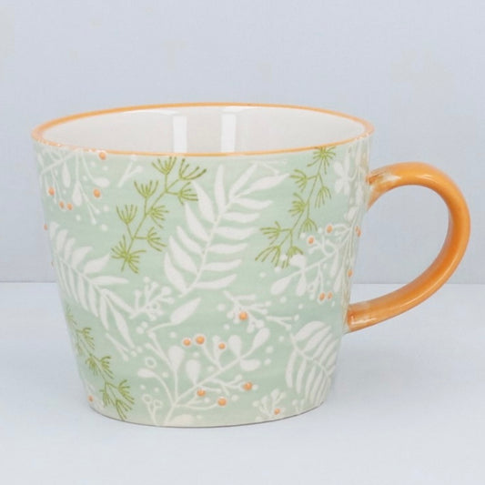 Stoneware Mug - Pale Green Botanical