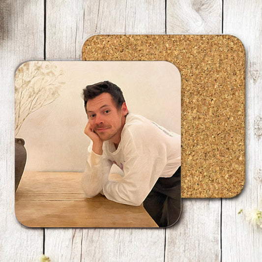 Harry Styles square oil painting style coaster