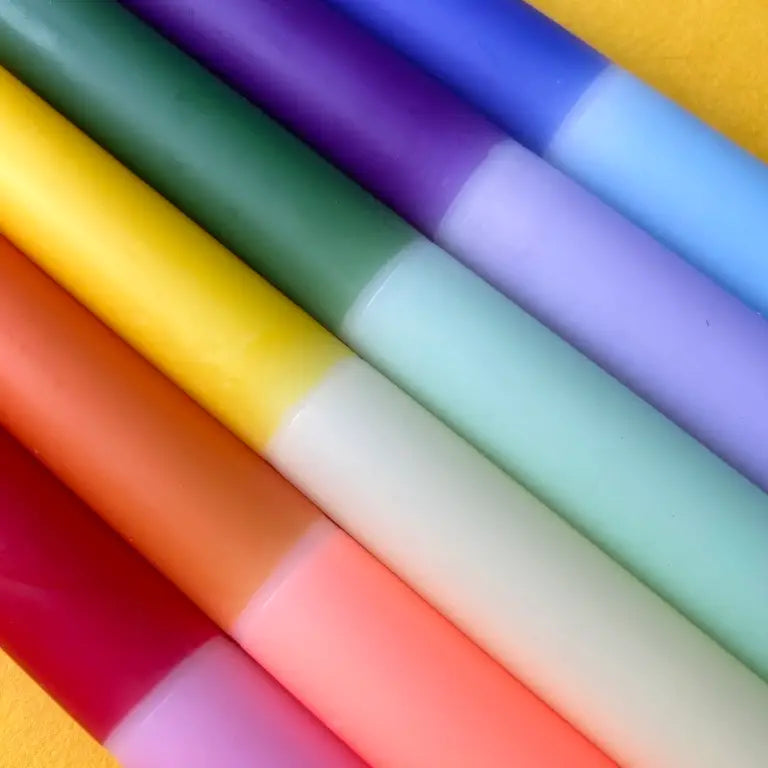 Rainbow Block Dip Dye Dinner Candles Set of 6