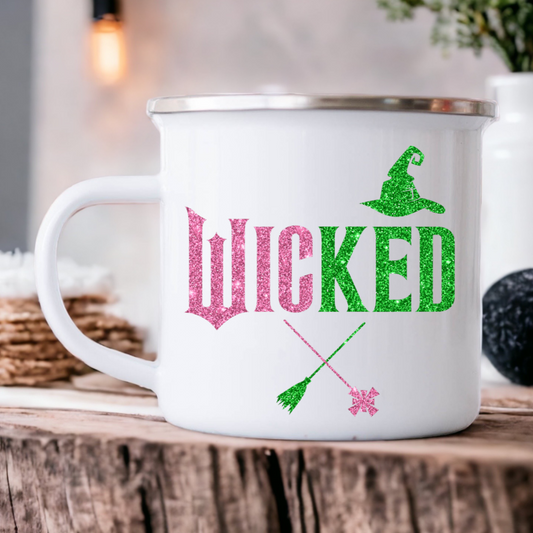 Wicked pink/ green smashproof enamel mug
