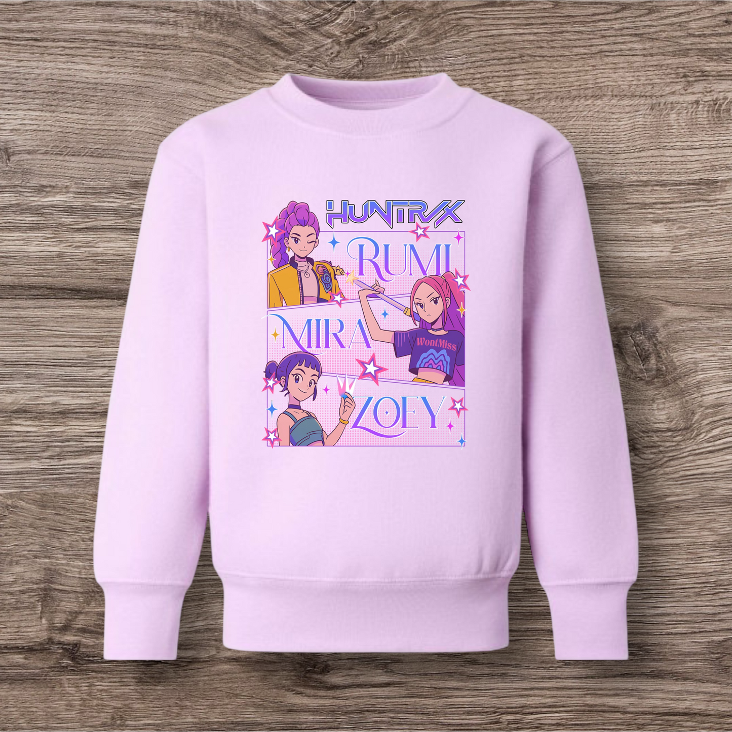 Kids Demon Hunters pastel purple sweatshirt