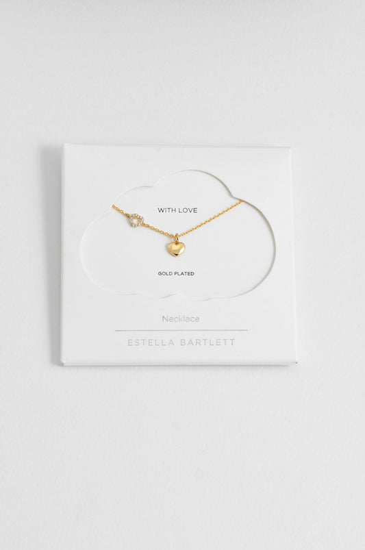 Heart Charm With Open Cz Heart Necklace