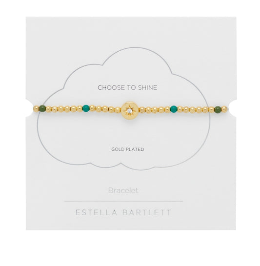 Enamel North Star Bead Bracelet Gold Plated