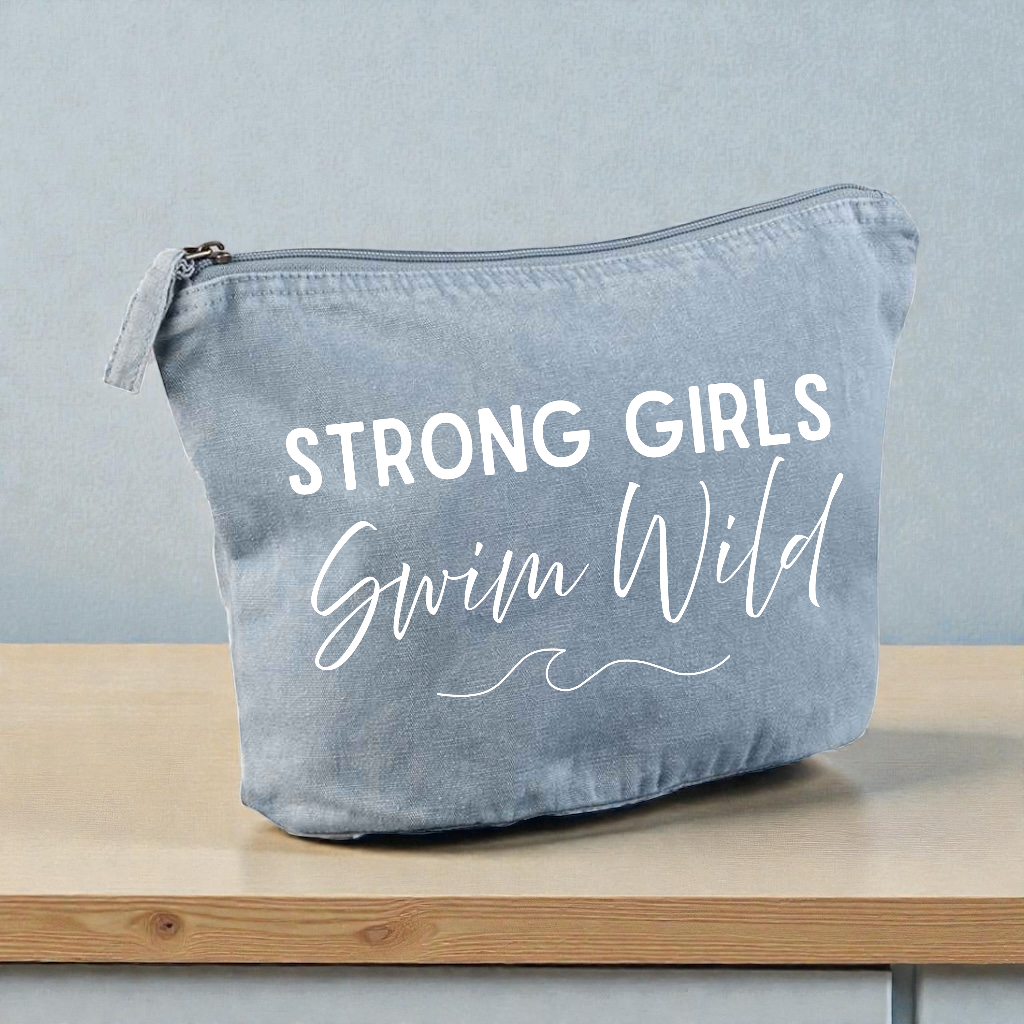 Vintage style Strong Girls Swim Wild cosmetic pouch