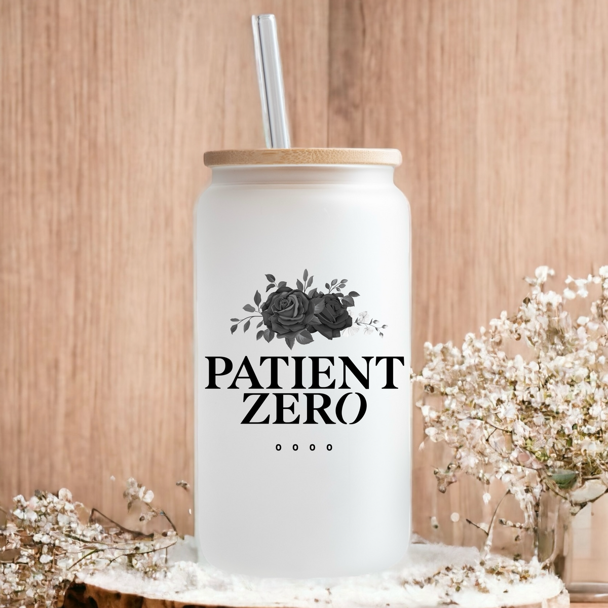 Patient Zero black rose frosted glass tumbler 550ml