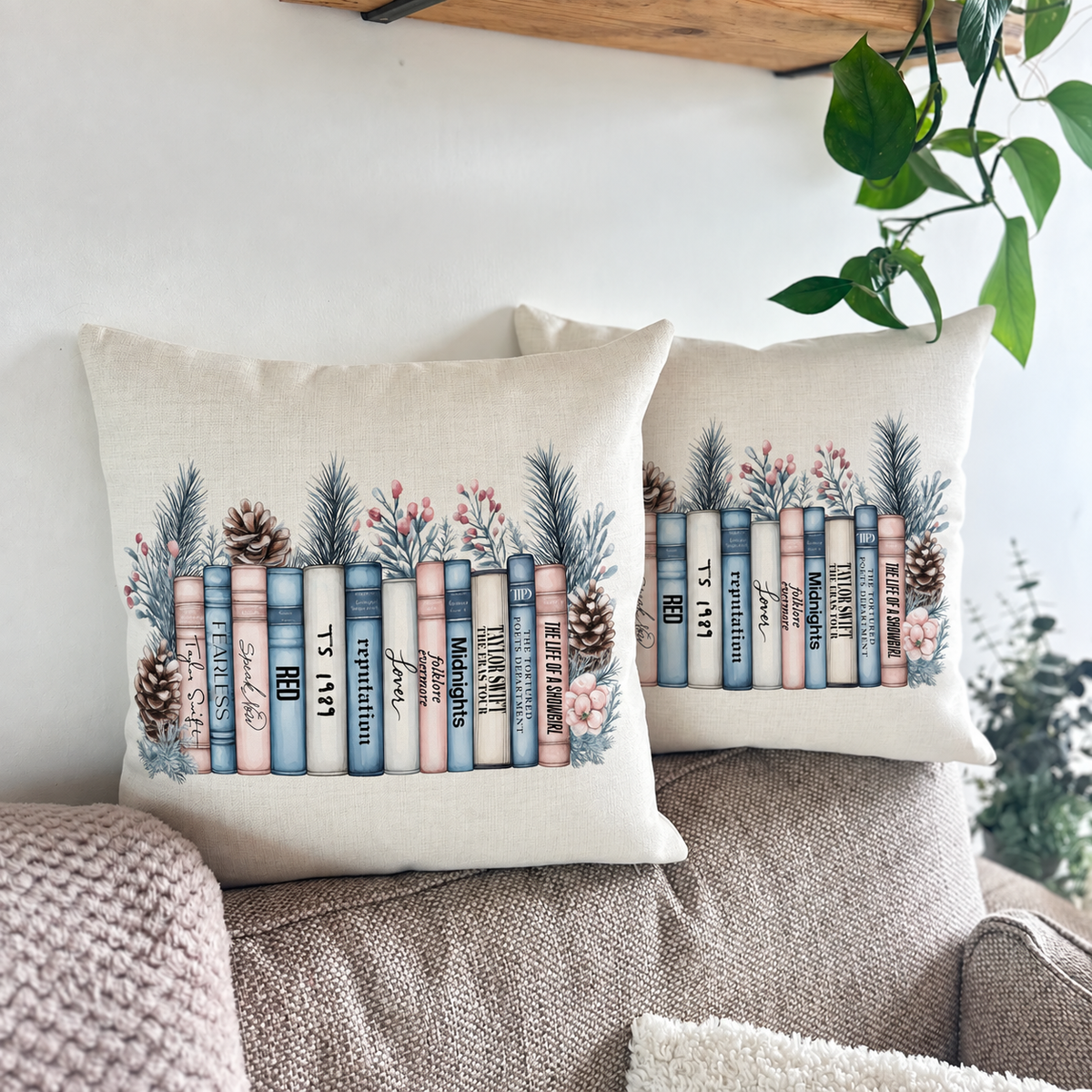 Winter foliage albums as books throw pillow cushion
