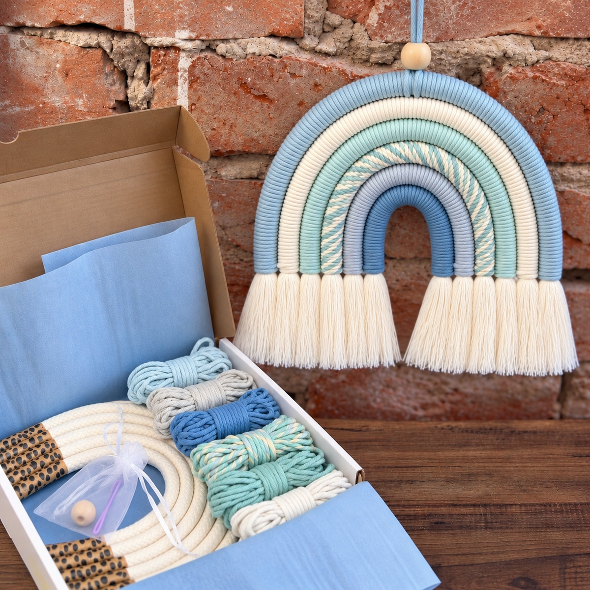 Chunky rainbow macrame DIY kit Blue Moon