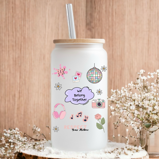 We belong together aperture pastel frosted glass tumbler 550ml