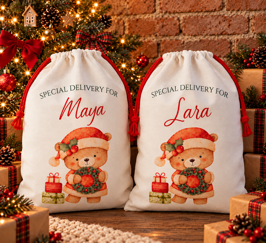 Sack Bundle 1 - Two Personalised Linen style Large sacks