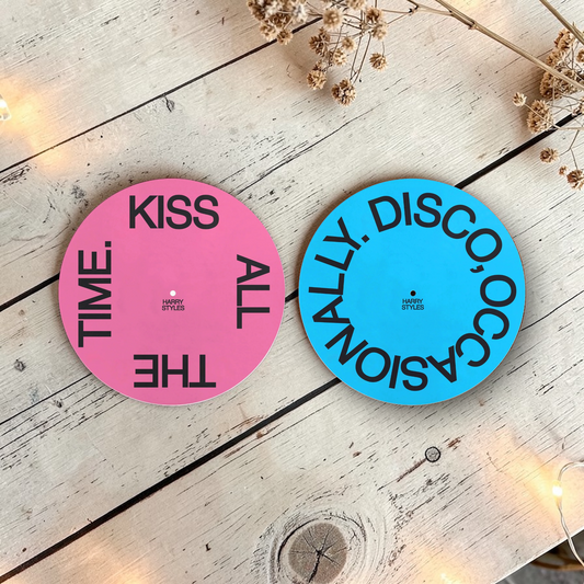 Harry Styles Kiss all the time set of 2 round coasters